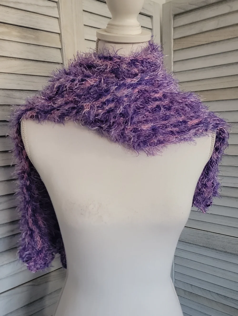 Magic Fuzzy Purple and Pink Eyelash Yarn Scarf